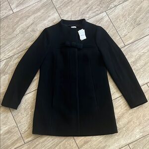 J. Crew Factory Black Long Sleeve Coat with Bow Detail - New with tags